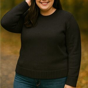 🖤 Black 100% Cotton Crewneck Sweater Size Large Charter Club